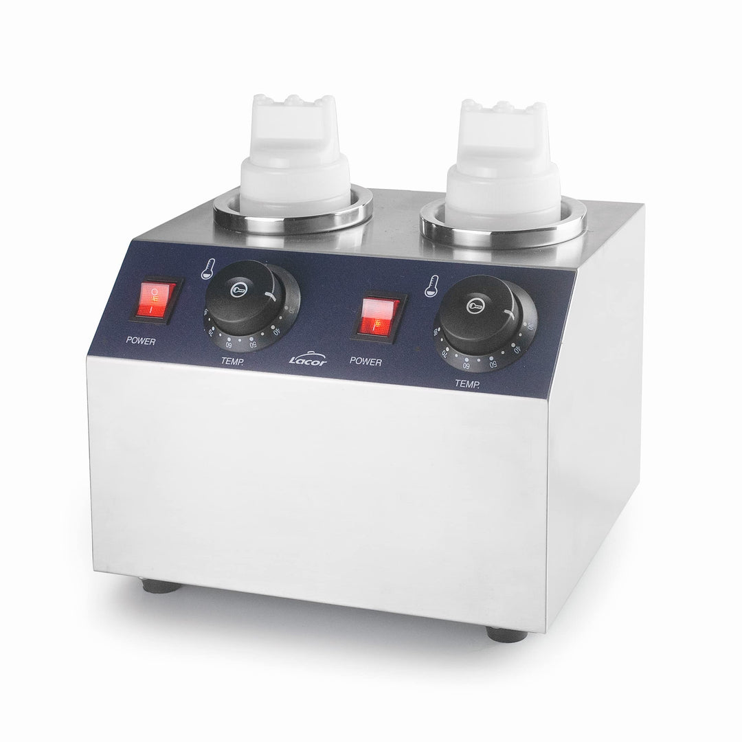 LACOR 69242 Flaschenwärmer aus Edelstahl, Trockenheizung, Thermostat C-80 °C, inkl. 2 Fläschchen mit