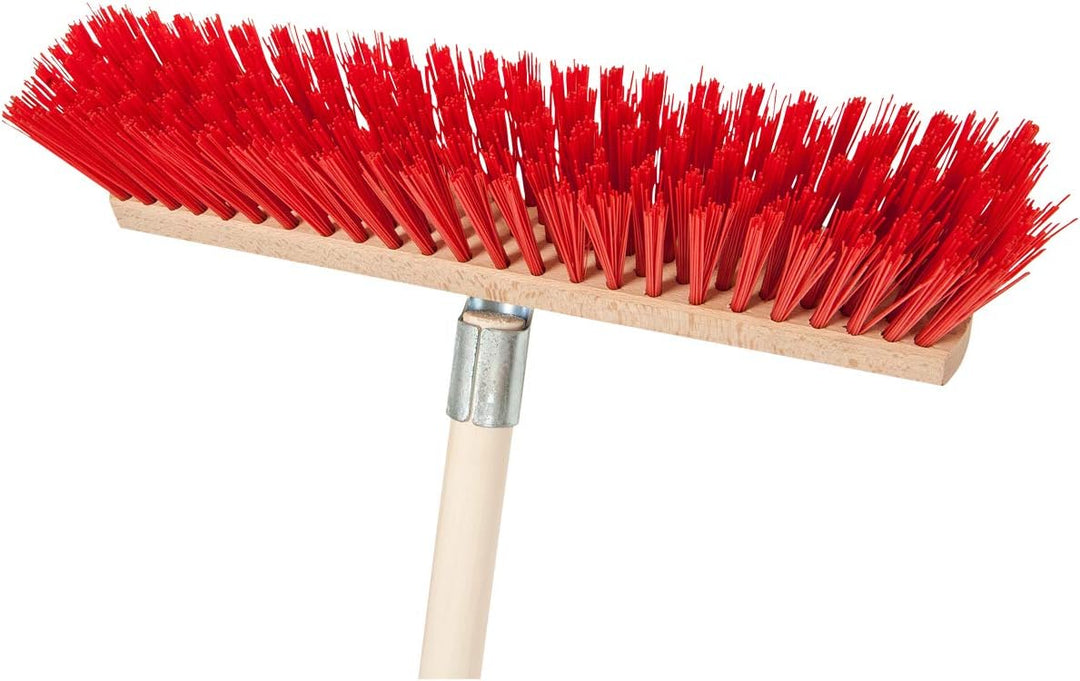 SHW-FIRE Effizientes Gärtnern mit 16 Zinken Rechen und 40cm Breiten Strassenbesen - Holzstiel inklus