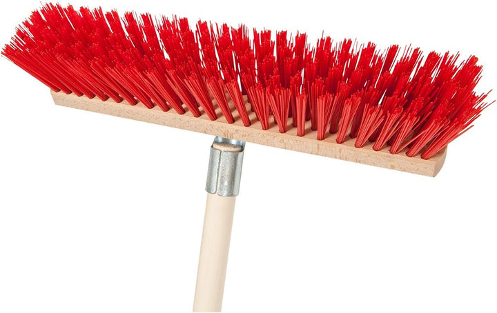 SHW-FIRE Effizientes Gärtnern mit 16 Zinken Rechen und 40cm Breiten Strassenbesen - Holzstiel inklus