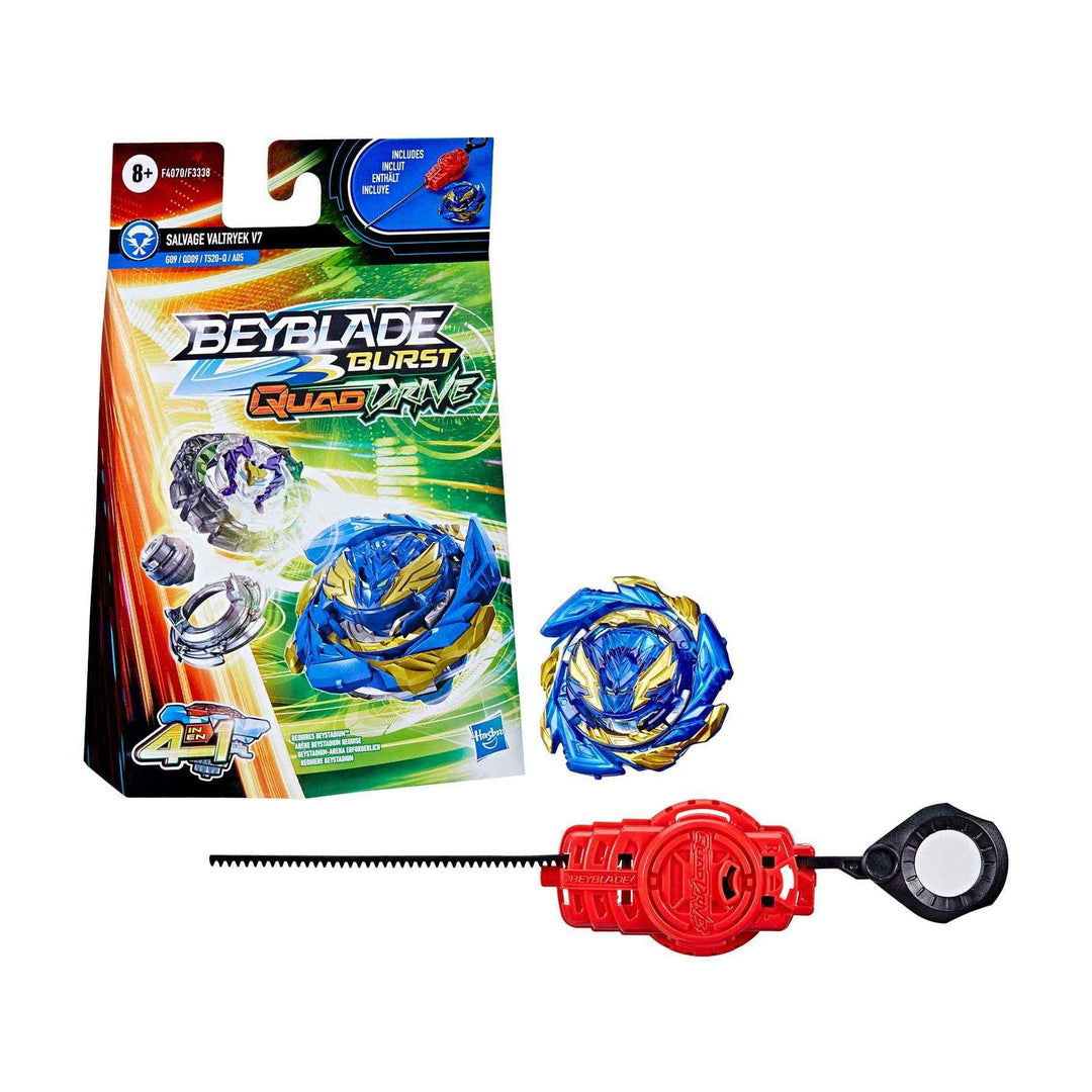Beyblade Burst QuadDrive Salvage Valtryek V7 Starter Pack − Kreisel mit Starter Single, Single