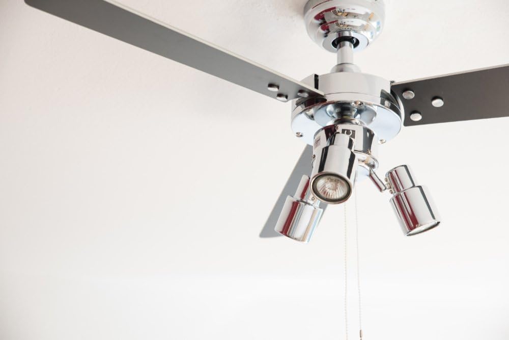 aireRyder - Cyrus Deckenventilator mit Beleuchtung, Leiser Ventilator mit Zugschalter in glänzendem