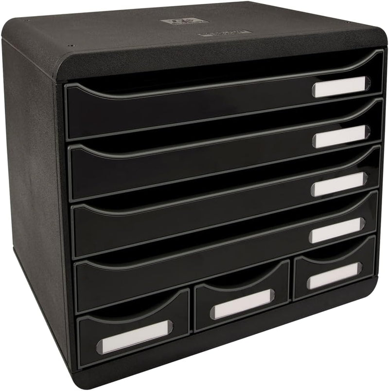 Exacompta 307714D Ablagebox Glossy Querformat mit 7 Schubladen für DIN A+ Dokumente. Belastbare Schu