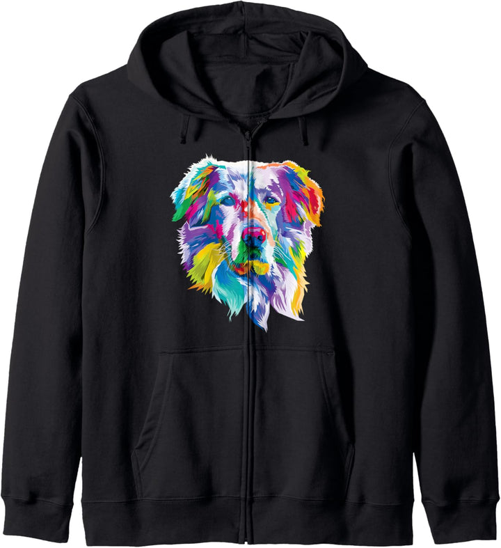 Farbenfroher Golden Retriever Süsser geometrischer Hund Pop-A Kapuzenjacke