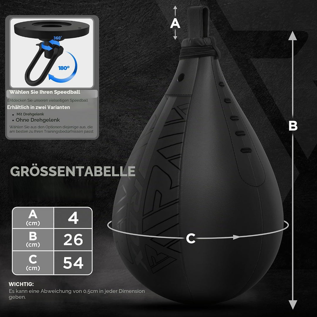 RDX Boxbirne Maya Hide Leder Set, Speedball Hängend Mit Halterung, Punchingball Boxing Speed Bag, Ge