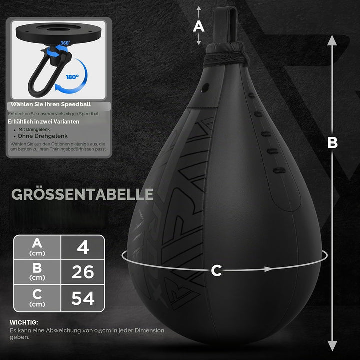 RDX Boxbirne Maya Hide Leder Set, Speedball Hängend Mit Halterung, Punchingball Boxing Speed Bag, Ge