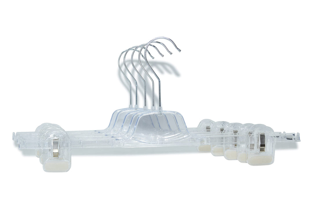 10 x Hosenbügel Hosenspanner Klar - KL1 40 cm Rockbügel Kleiderbügel Kunststoff mit Klammer | rutsch