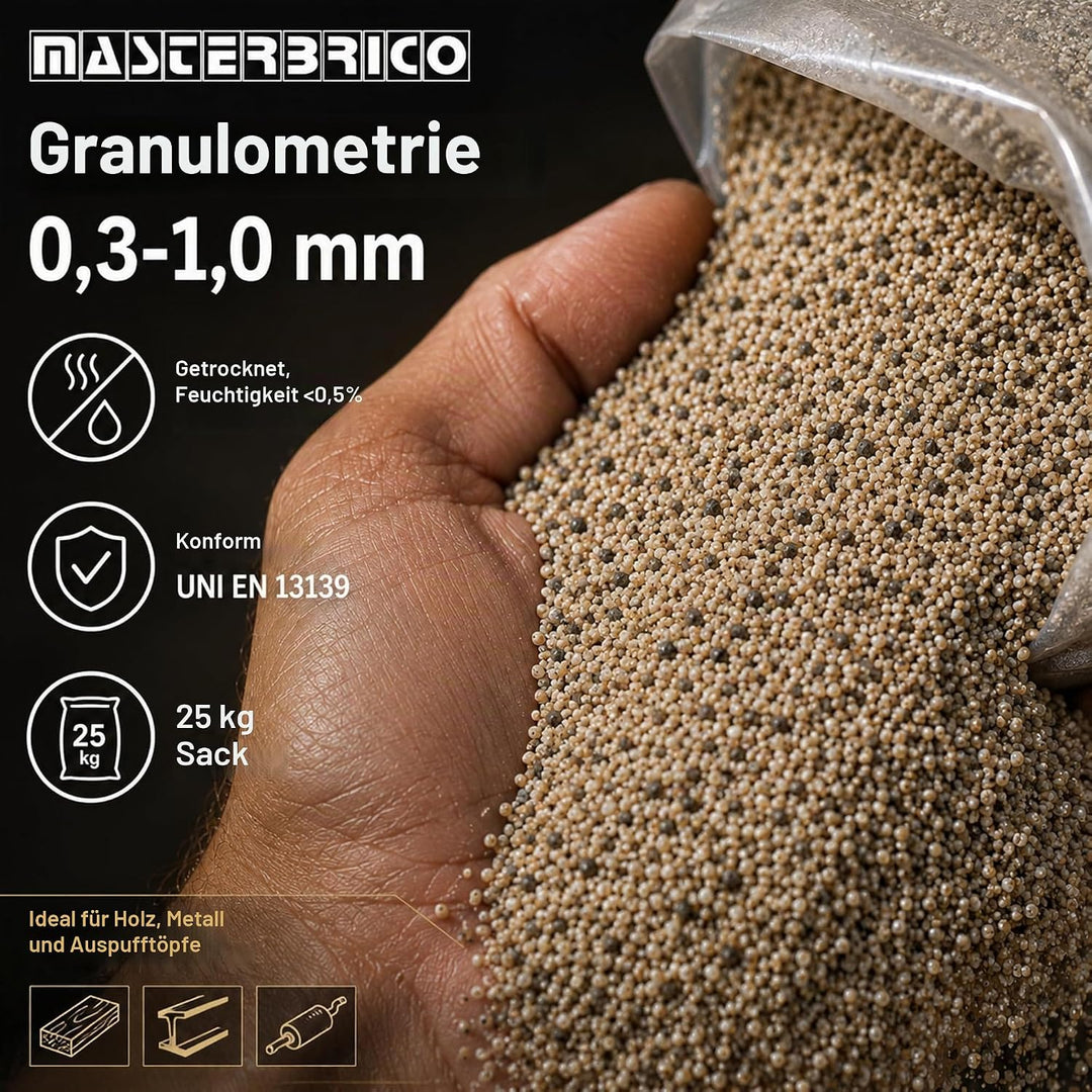 Sand für Sandstrahler, Sandstrahler, Vaga, 0,3 – 1,00 mm, 25 kg Säcke zum Sandstrahlen von Holz, Eis