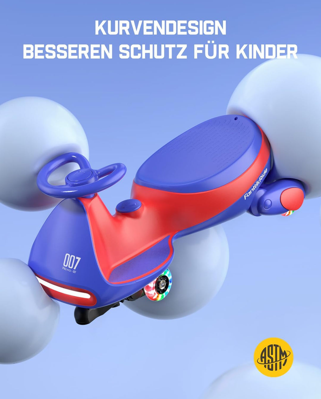 FanttikRide N7 Pro Kinder Elektroauto, Elektrisches Rutschauto mit Pedal, Typ C aufladbar Batterie K