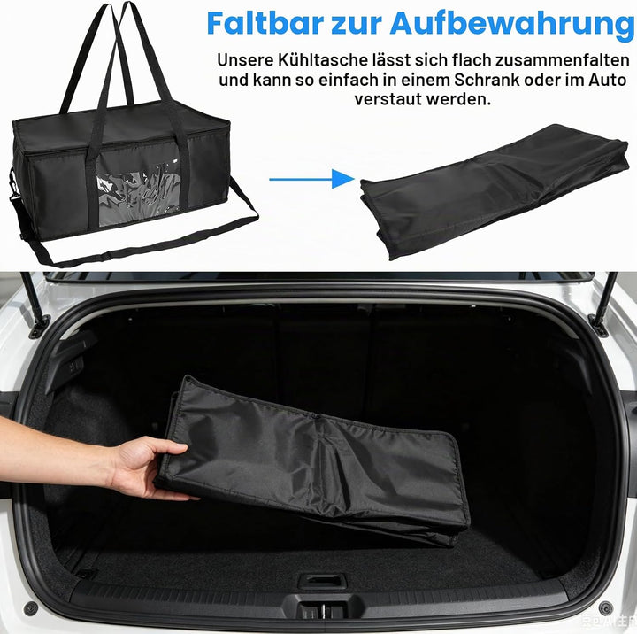 Kühltasche Gross 60L, Kühltasche Faltbar, Isoliertasche, Thermotasche, Einkaufstasche Faltbar - Oxfo