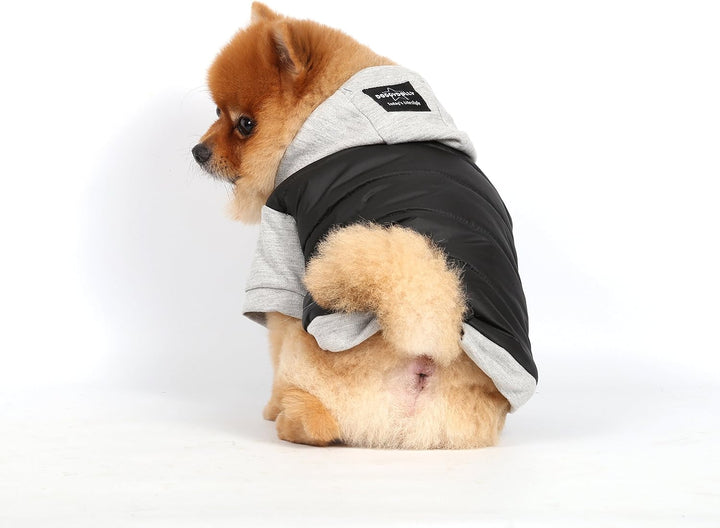 Doggy Dolly W109 Hundejacke Wasserabweisend mit Kapuze, schwarz/grau, Wintermantel/Winterjacke, Grös