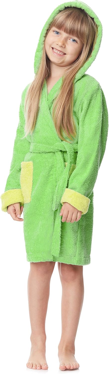 Ladeheid Kinder Frottee Bademantel aus 100% Baumwolle LA40-103 122-128 Grün/Hellgrün (M14/M7), 122-1