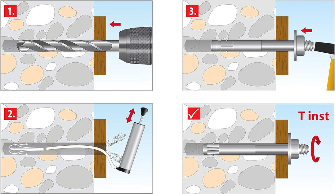 TOX Bolzenanker Slim Fix M12x280/186+201, zwei Verankerungstiefen für Befestigung unterschiedlicher