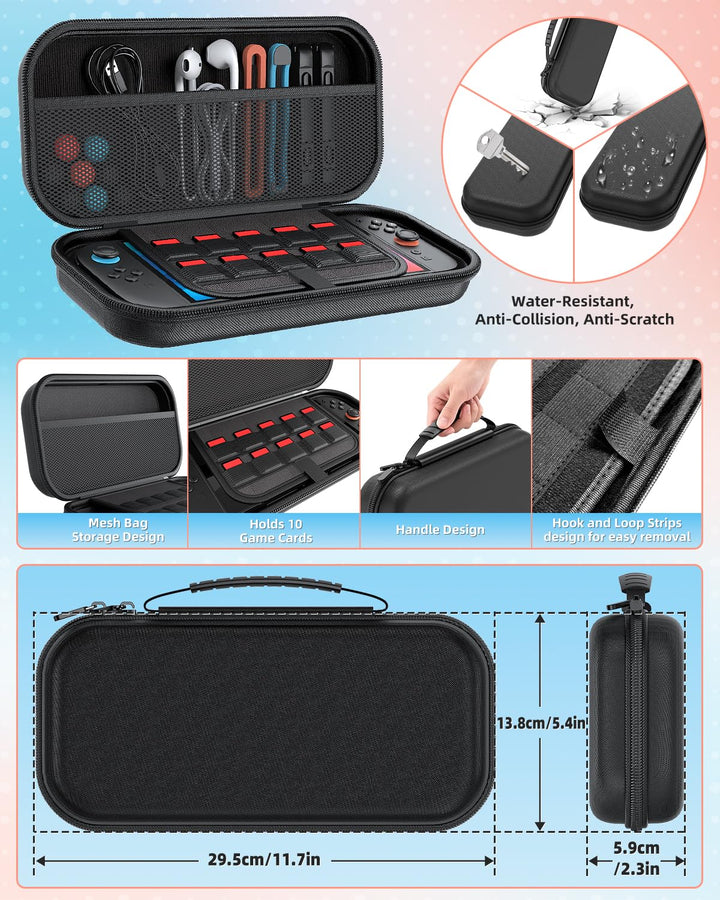 Switch 2 Pro Controller Zubehör-Bundle für Nintendo Switch 2, 2 × Schwarz | Tragetasche, Controller-