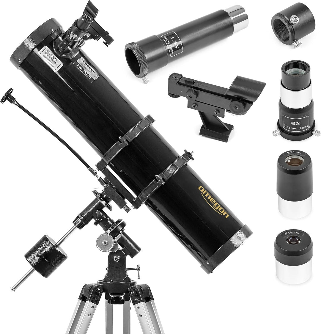Omegon Teleskop N 130/920 EQ-2 | EQ-2 Montierung | für Einsteiger in die astronomische Beobachtung |