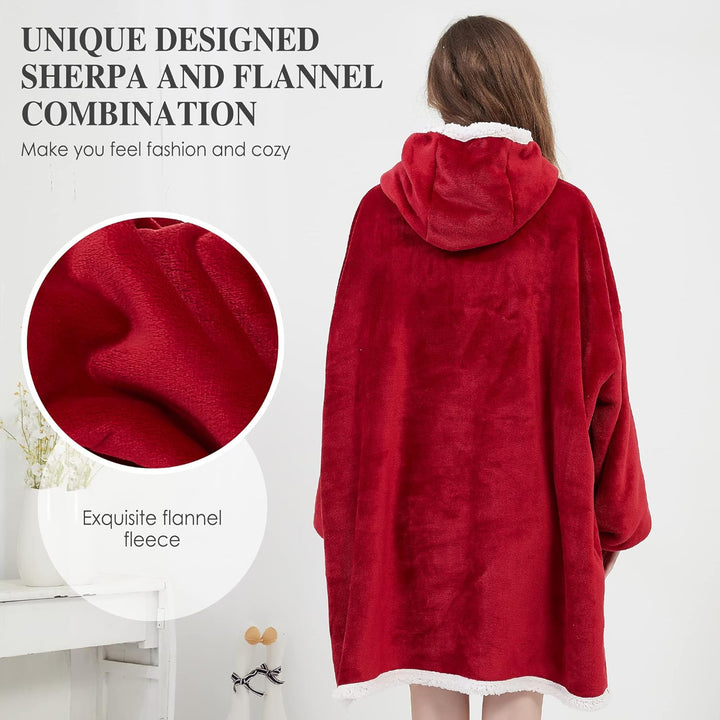 Viviland Pullover Damen & Herren Hoodie Sweatshirt, grosser und Warmer Hausanzug für Erwachsene Rot,