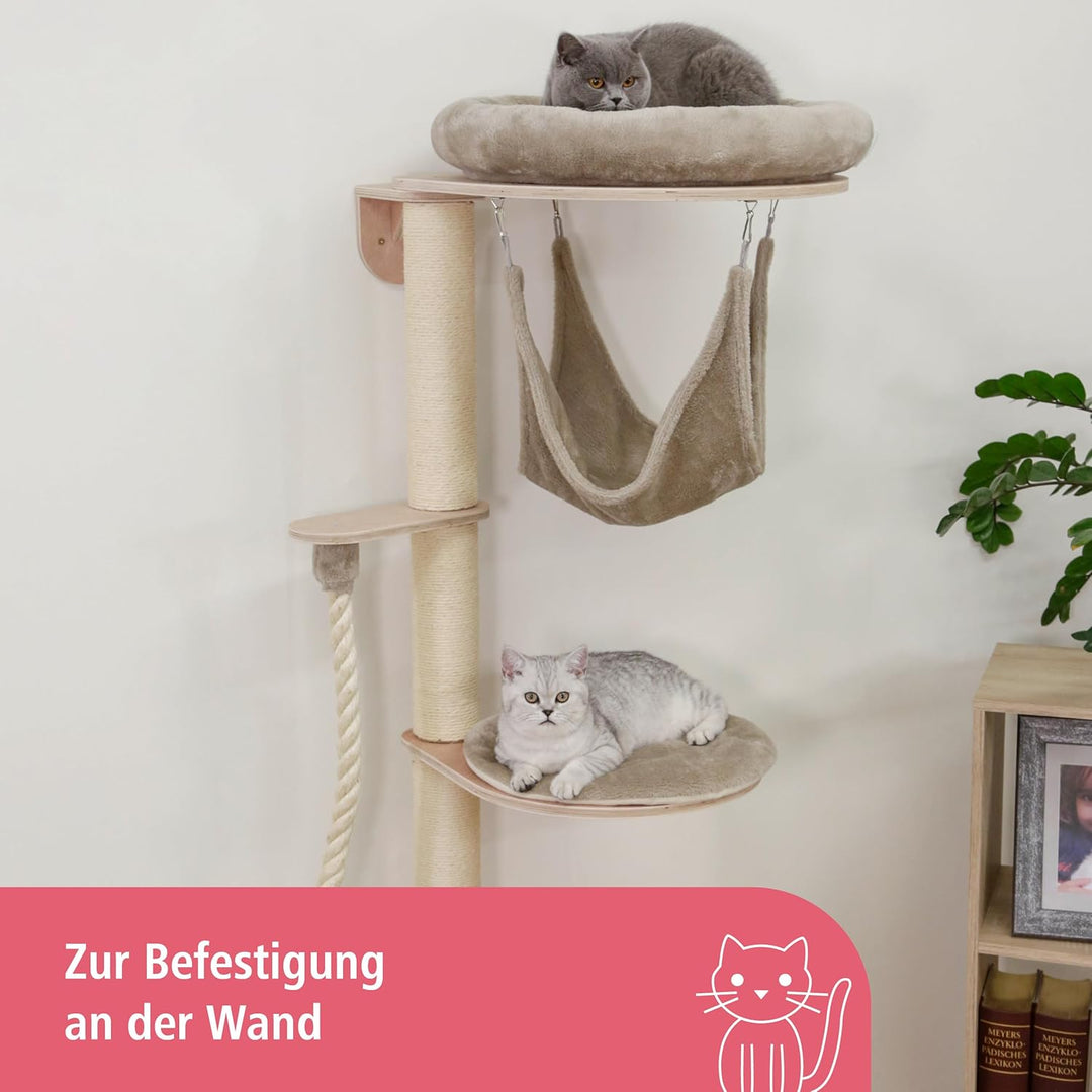 Kerbl Pet Katzenkratzbaum Dolomit Grappa, Katzenliegeplatz, zur Wandmontage, Taupe, 80x66x158cm, Sis