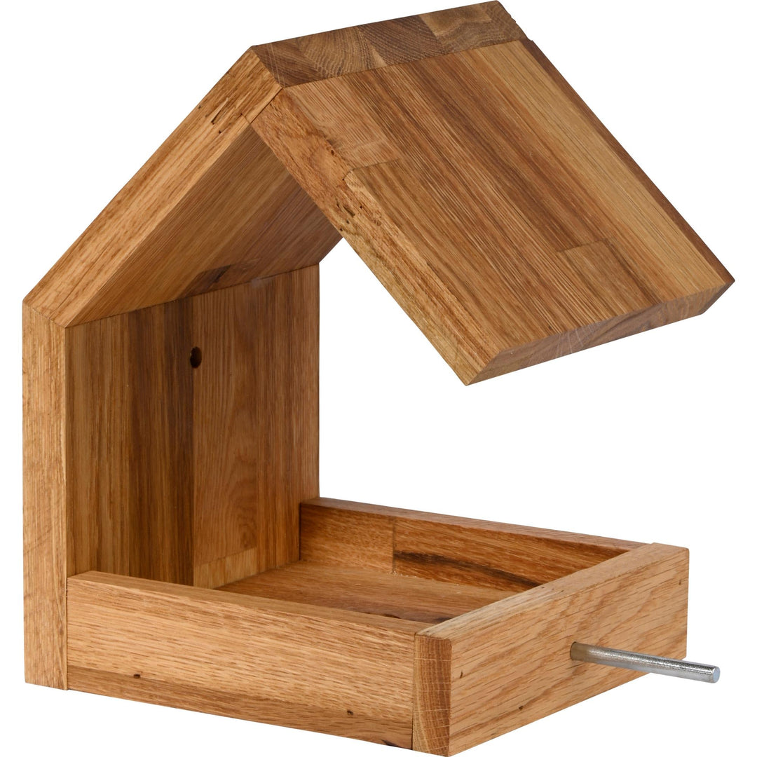 Luxus-Vogelhaus 46850e Eichenholz Vogelfutterhaus zum Aufhängen mit Satteldach und Anflugstange Eich