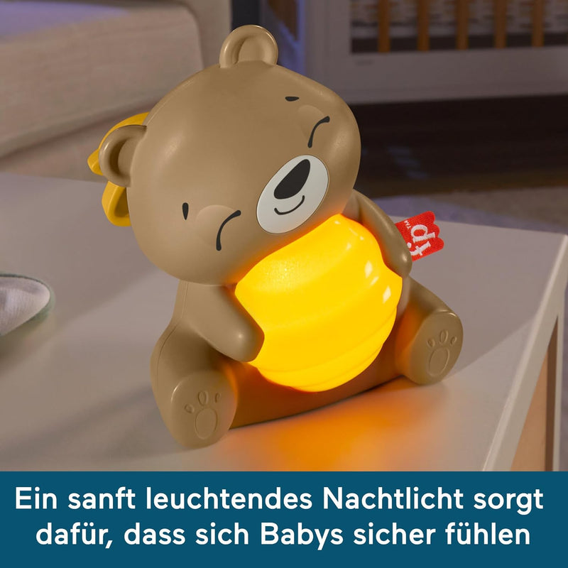 Fisher-Price Beruhigendes Bärchen Spieluhr zum Mitnehmen für Babys mit Nachtlicht und einstellbarem