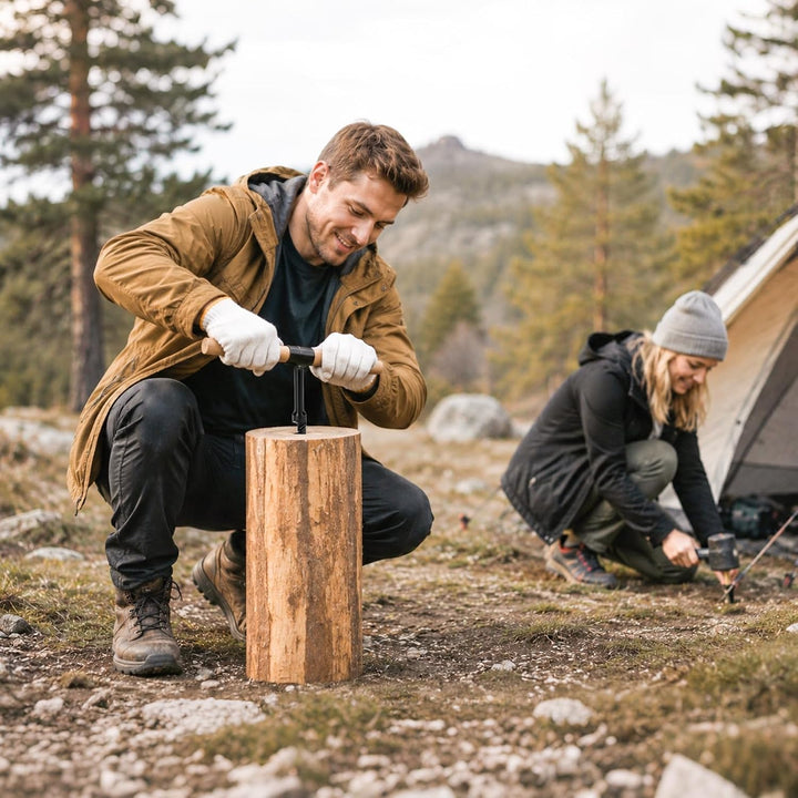 Holzbohrer Manuell Bushcraft, 4 Stück Handbohrer Outdoor Mit Holzstab
