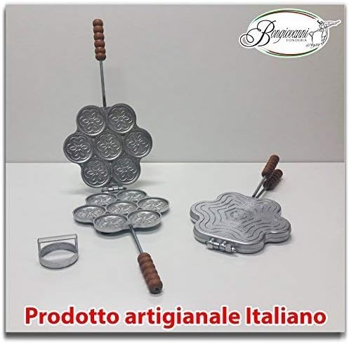FONDERIA BONGIOVANNI Tigellierpfanne mit 7 Plätzen aus Aluminium mit Nudelschneider für Tigella oder