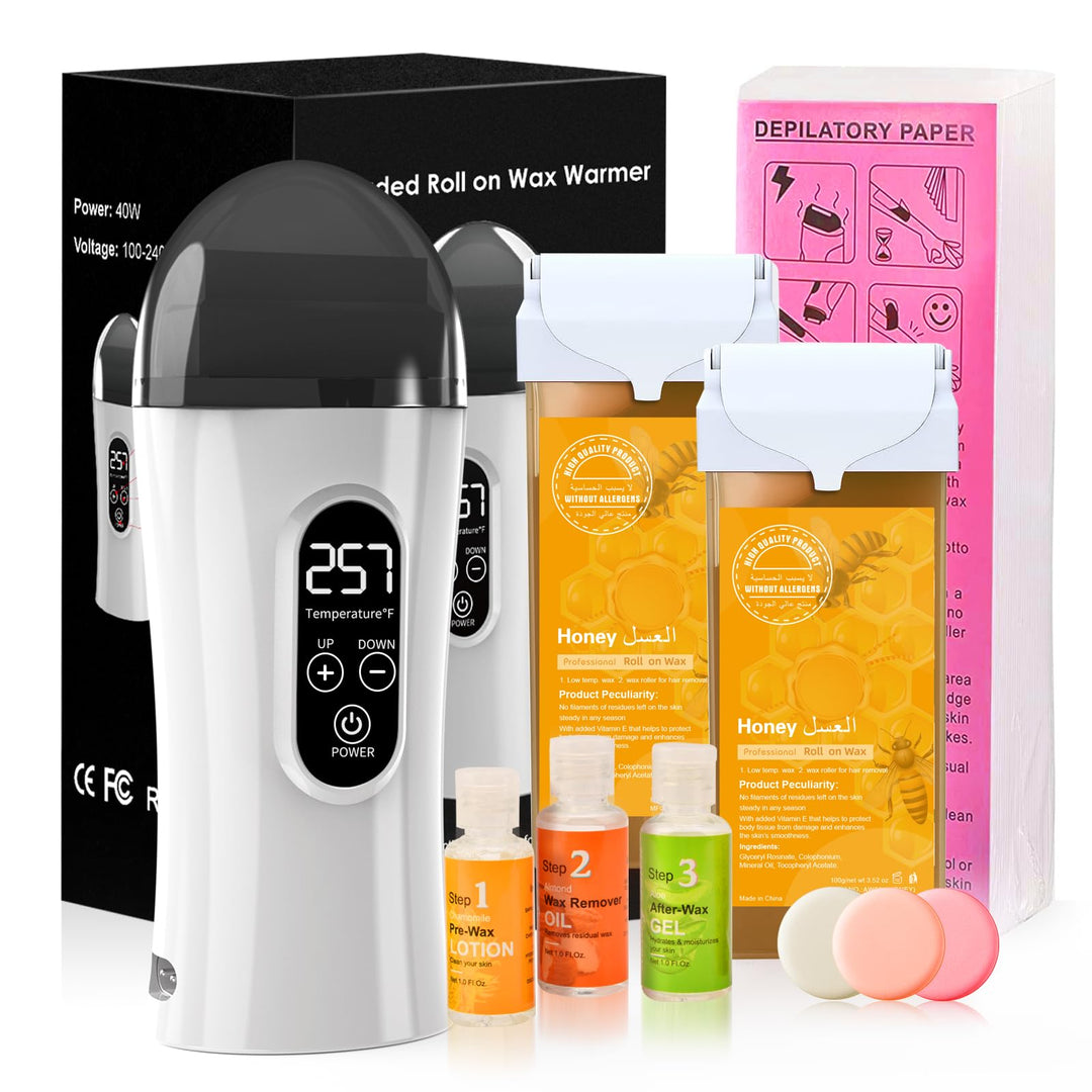 Roll On Wachsgerät, Waxing Set für Frauen, Upgraded Wax Roller Kit für Haarentfernung, Digitale Roll