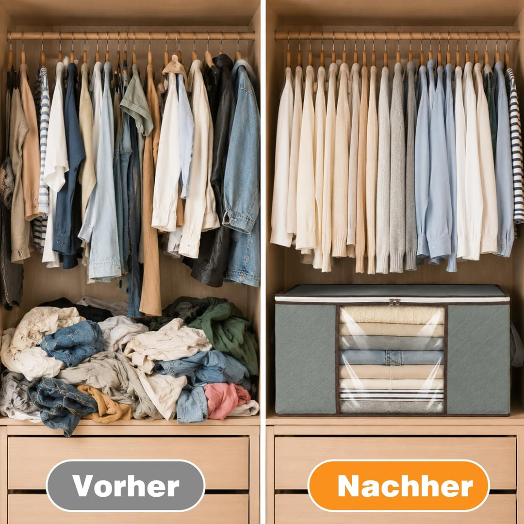 RICHER HOUSE 6 Stück 63L Aufbewahrungstasche, Gross Aufbewahrungsbox mit Deckel, Faltbare Kleiderauf
