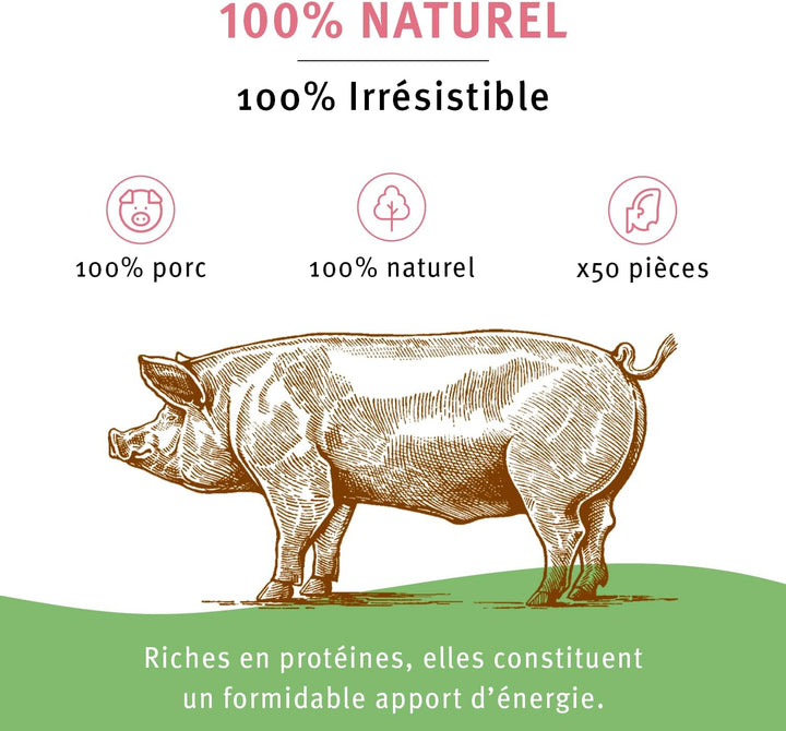 Bubimex Schweineohren für Hunde, 50 Stück