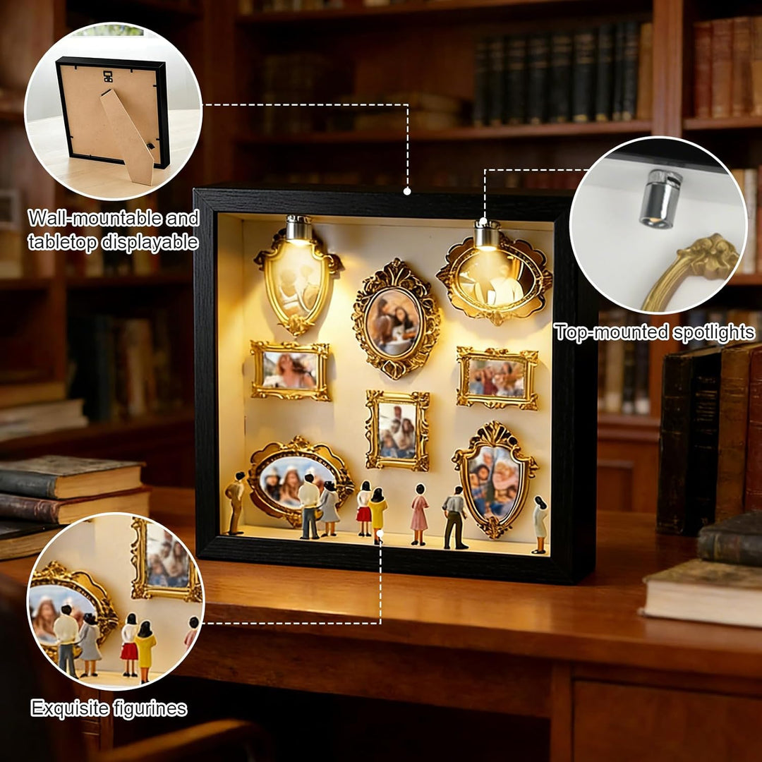 DIY Mini Museum Silhouette Box, Mini Bilderrahmen Vintage, Museum of Us - LED Licht, Figuren Mensche