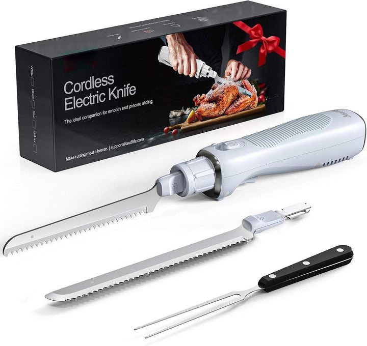 Keenstone Elektrisches Messer Kabelloses, Sägeklingenmesser für Truthahn, Fleisch, Fischfilet & Brot