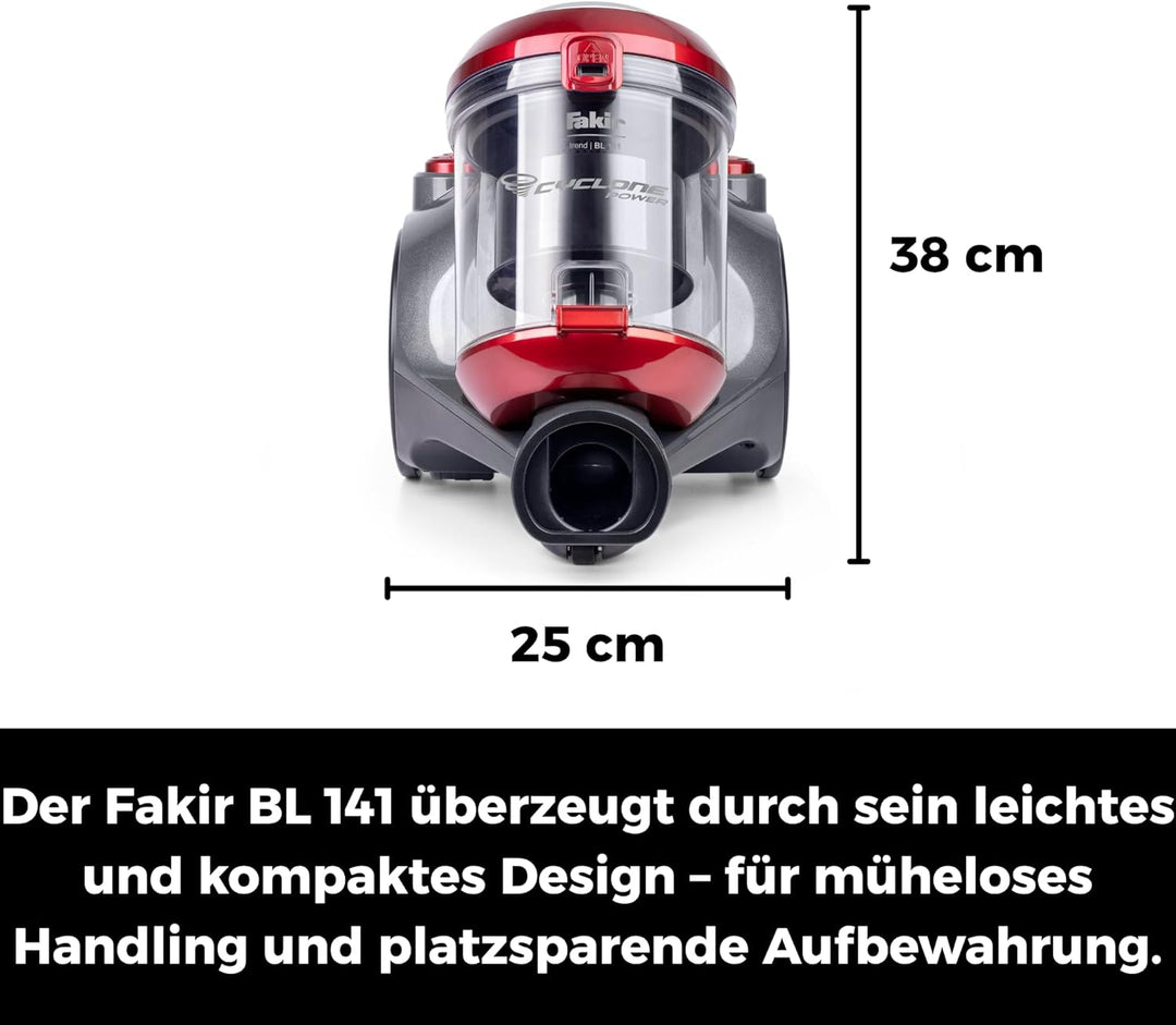 Fakir Trend BL 141 Staubsauger beutellos 700 W, Staubsauger ohne Beutel einstellbare Leistungsfunkti