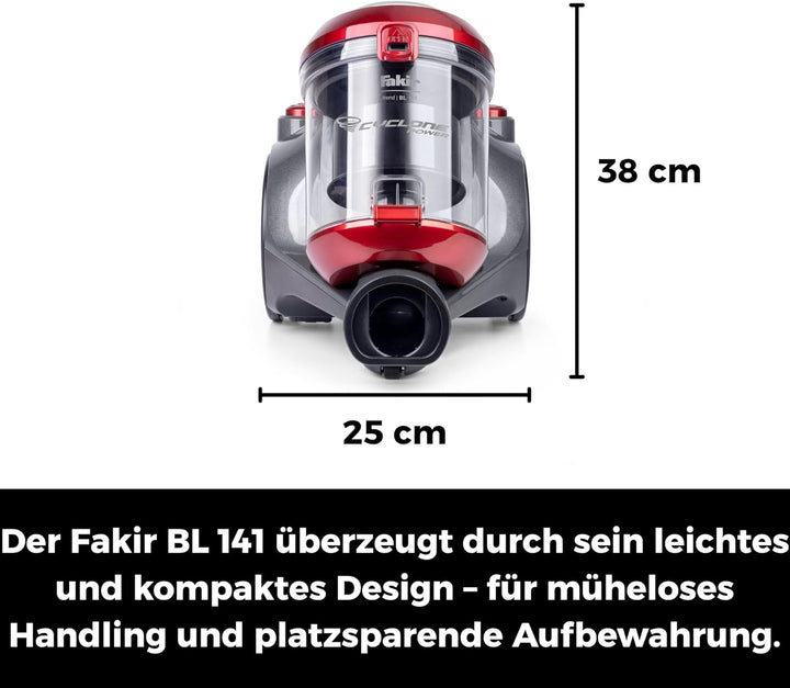Fakir Trend BL 141 Staubsauger beutellos 700 W, Staubsauger ohne Beutel einstellbare Leistungsfunkti
