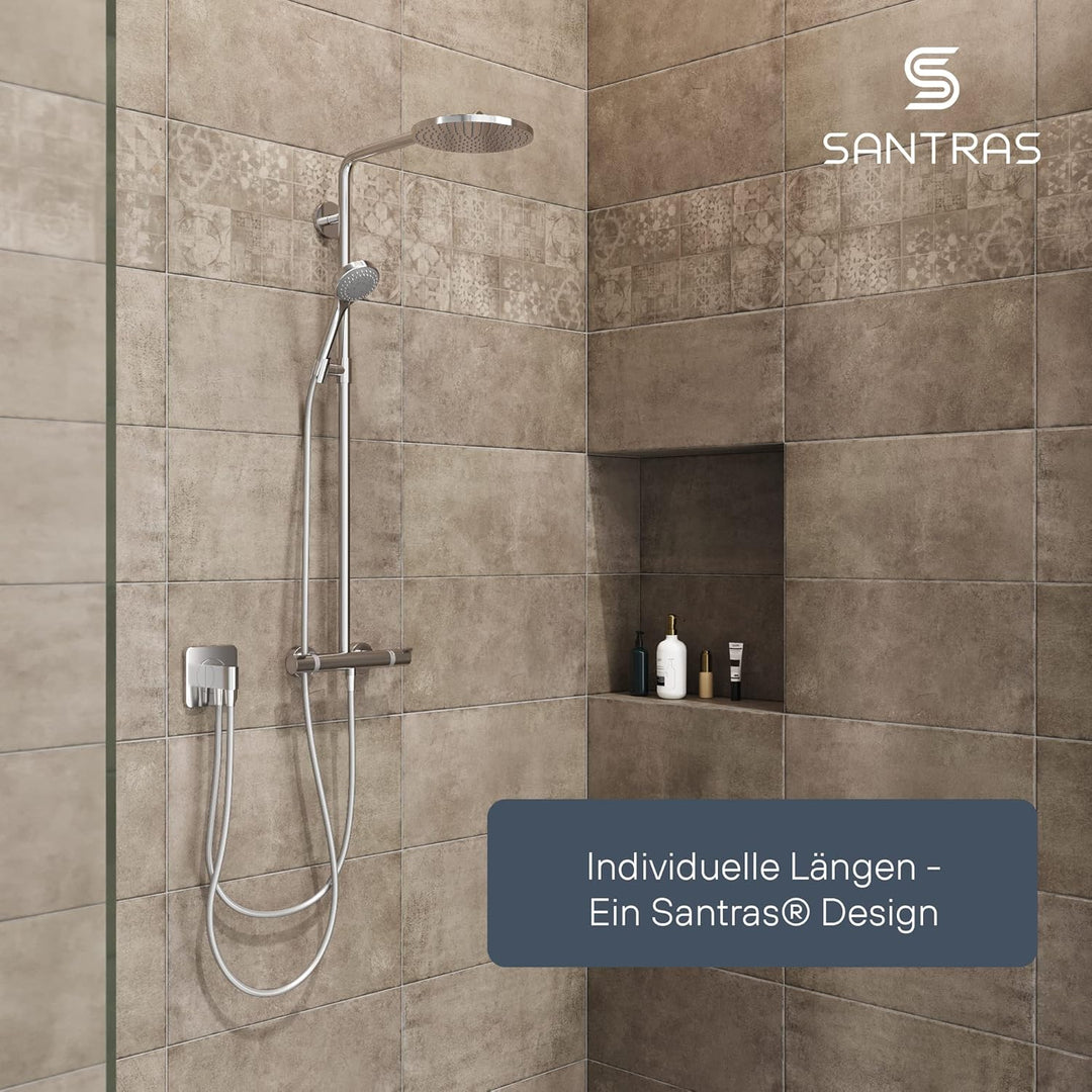 SANTRAS® Handbrause PLATINUM mit fünffach verstellbaren Duschkopf mit Wassersparer in Chrom – Brause