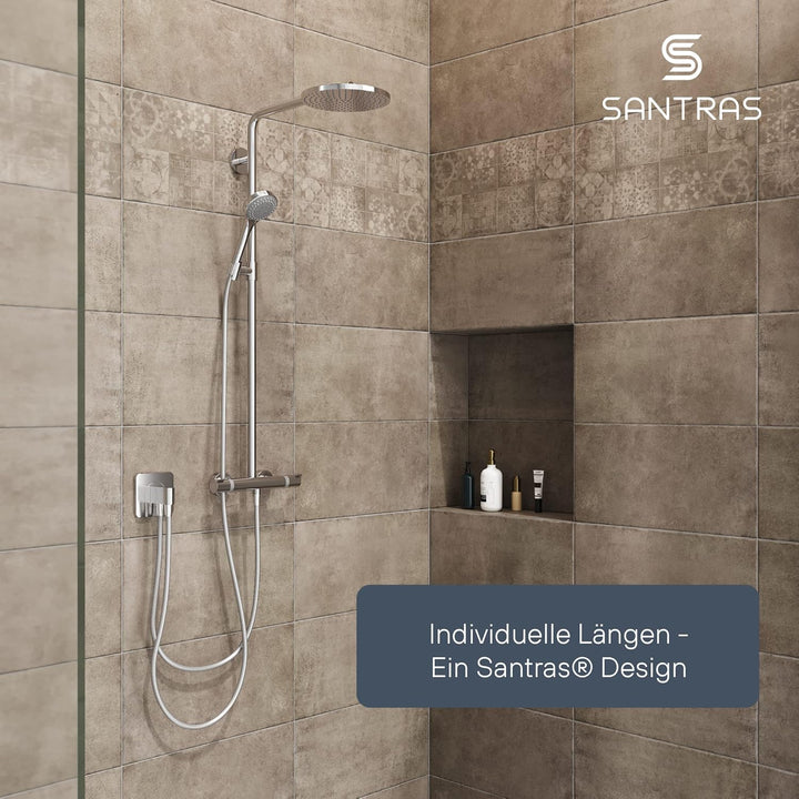 SANTRAS® Handbrause PLATINUM mit fünffach verstellbaren Duschkopf mit Wassersparer in Chrom – Brause