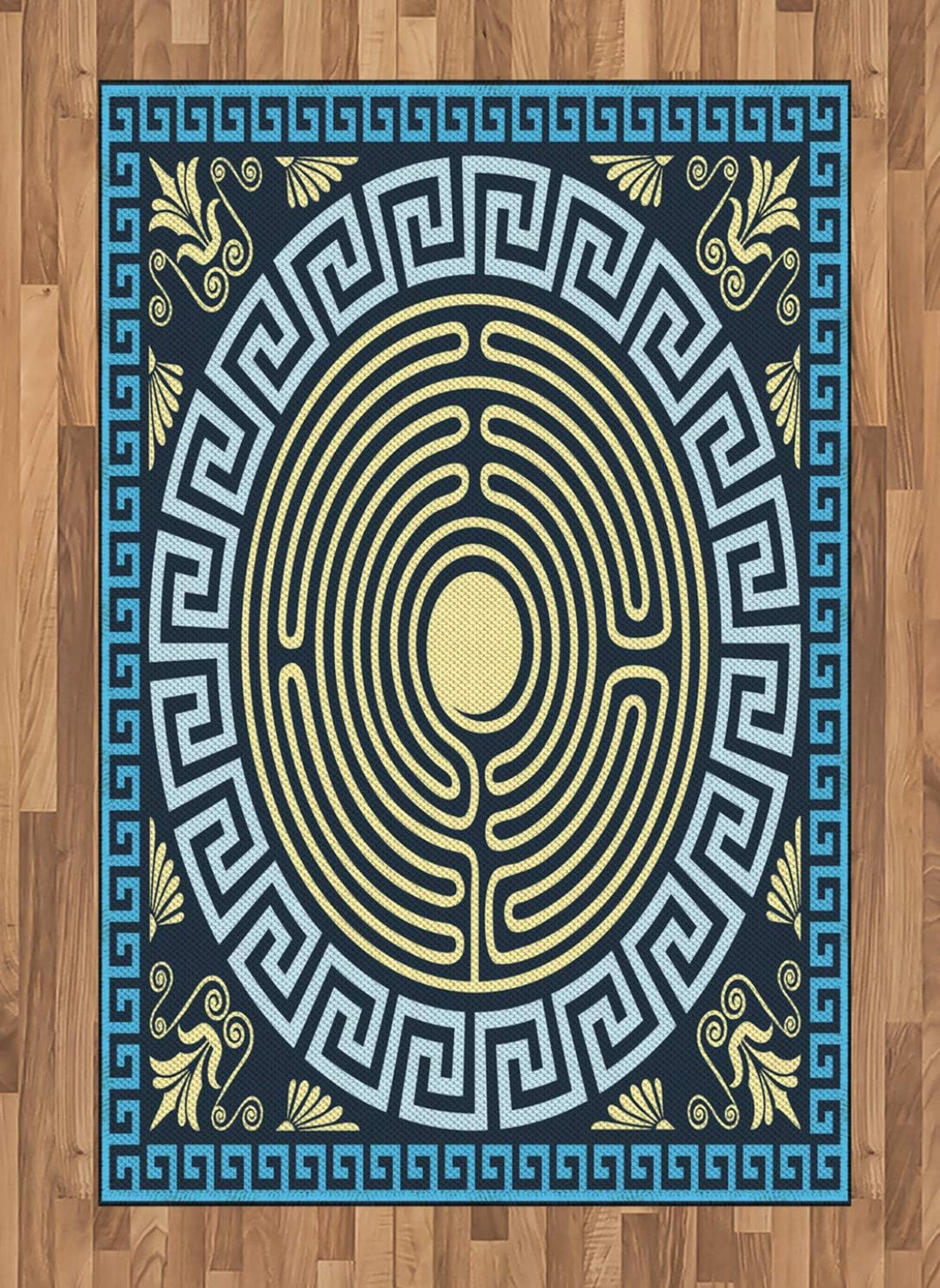 ABAKUHAUS Greek Key Teppich, Labyrinth, Flachgewebe Deko-Teppiche für das Wohn-,Schlaf-, und Essensz