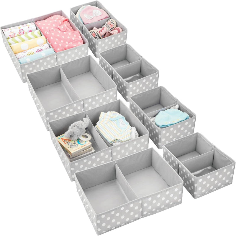 mDesign 8er-Set Aufbewahrungsbox fürs Kinderzimmer – Faltbare Kinderzimmer Aufbewahrungsbox in 2 Grö