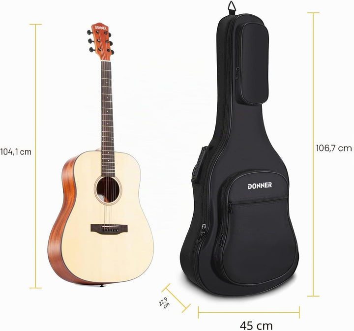 Donner Gitarrentasche Akustikgitarre Gigbag 10mm gepolstert wasserdicht Gitarre Rucksack Gitarrenhül