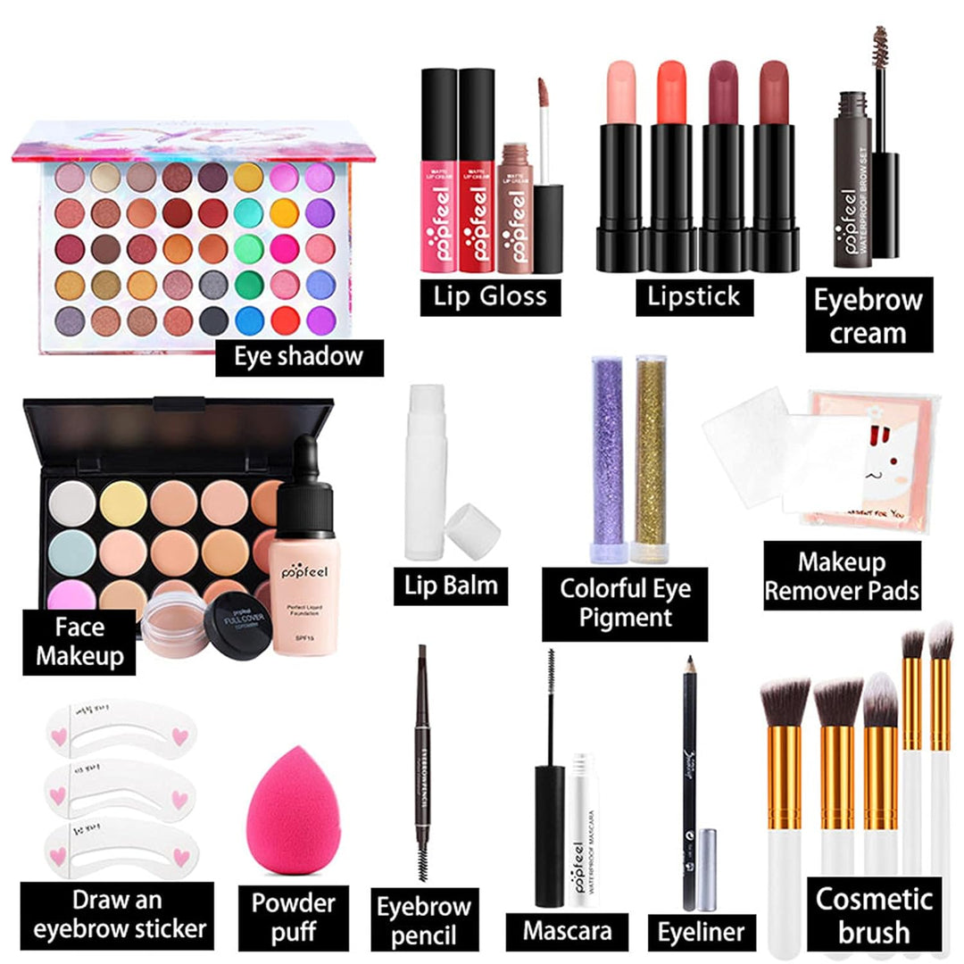 26St Schminkkasten Make-Up Set, Professionelles Kosmetische Schmink Set mit Lidschatten Lippengloss
