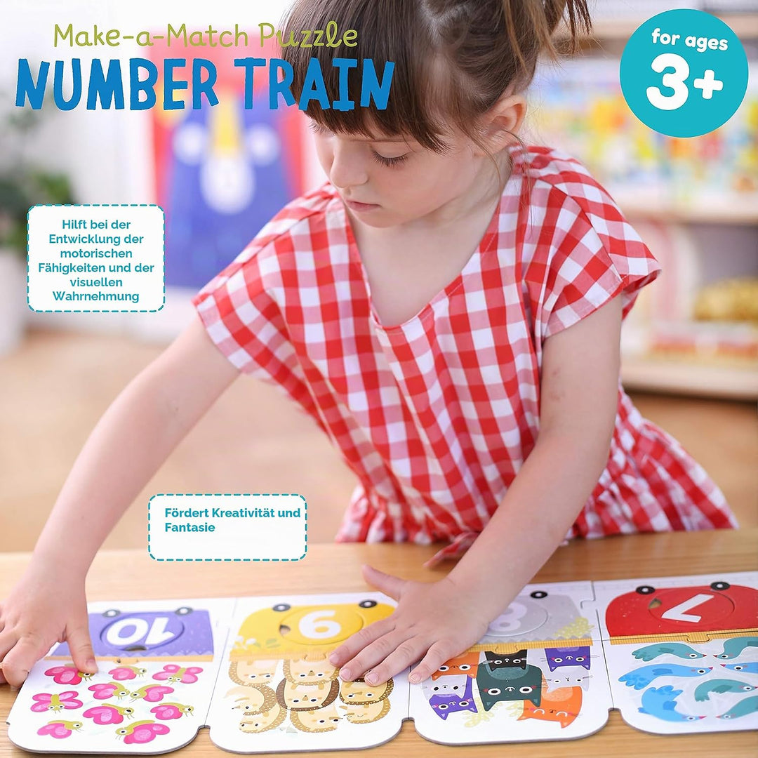 Banana Panda - Make-a-Match Puzzle Number Train - enthält 30 grosse Teile zum Lernen von Zahlen und