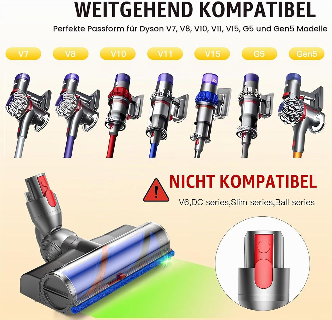 Verbesserter Elektrischer Bürstenkopf für Dyson V7 V8 V10 V11 V15 – Direktantrieb-Ersatzbodendüse mi