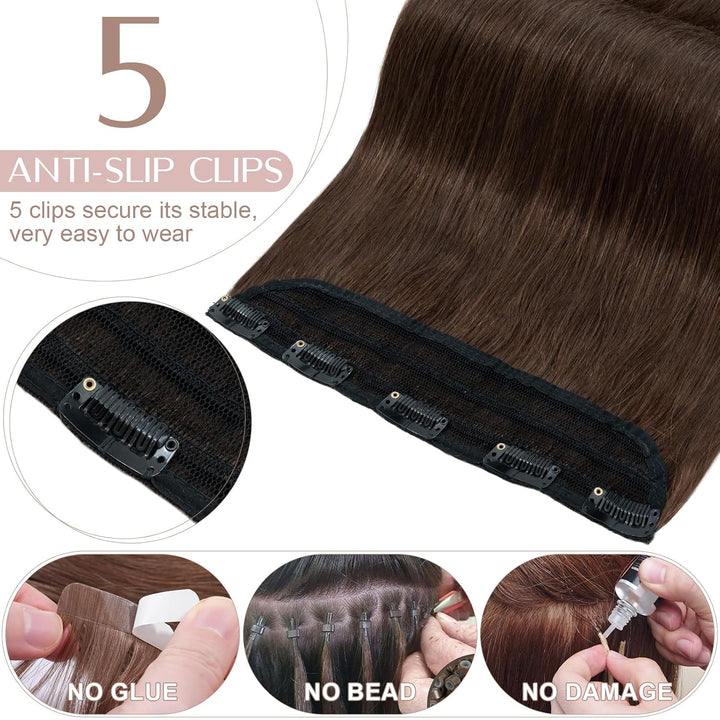 SEGO Haarverlängerungen Clip in Extensions DICKER 7A 100% Echtes menschliches Haar 1 Teilig 5 Clips