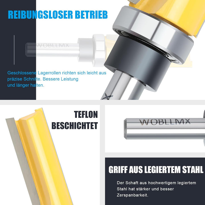 8mm Schaft Bündigfräser,Ø19mm,Arbeitslänge 38mm,mit Kugellager Hartmetall Klinge Handlich,langlebig