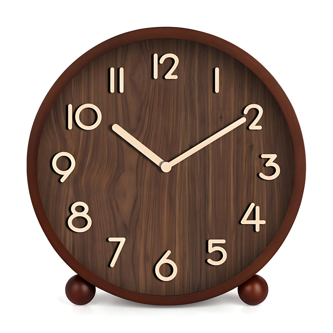Maxspace Tischuhr Analog, 21cm Holz Tischuhr Batteriebetrieben, Silent Tischuhren ohne Ticken für Sc