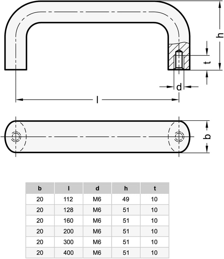 Ganter Normelemente GN 565.5-20-112-A-GS Edelstahl-Bügelgriff, silber, Bohrungsabstand: 112mm, Bohru