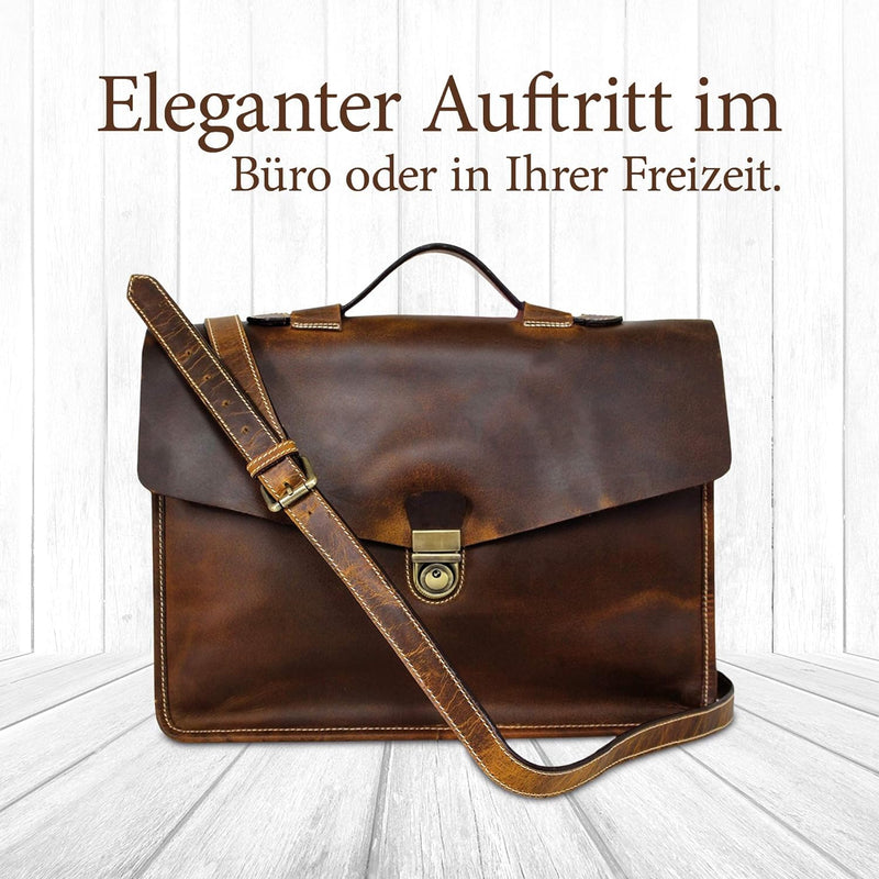 Corno d´Oro Handgefertigte Aktentasche Herren Leder Gross für 15.6 Zoll Laptop I Premium Leichte Umh