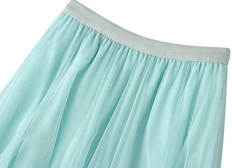 Damen Rock Sommer Langer Tüllrock A-Linie Faltenrock Knöchellang Hoher Bund Schick Maxirock Elastisc