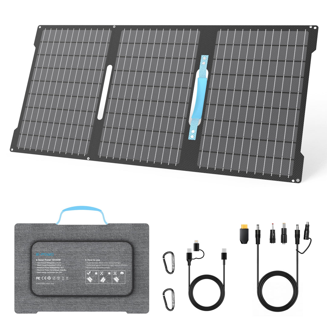 45W Tragbares Solarpanel Ladegerät mit USB-C PD 3.0 & USB-A QC 3.0, IP67 Wasserdicht für Powerbank,