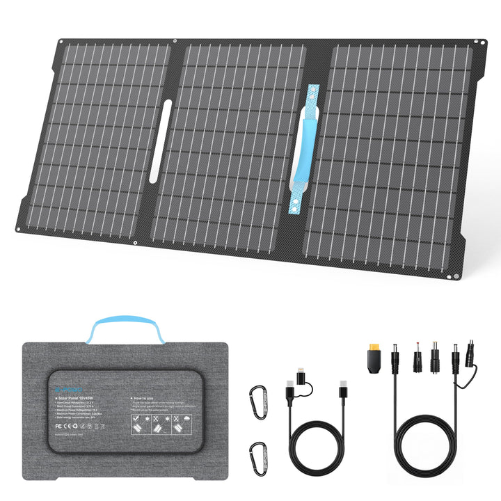 45W Tragbares Solarpanel Ladegerät mit USB-C PD 3.0 & USB-A QC 3.0, IP67 Wasserdicht für Powerbank,