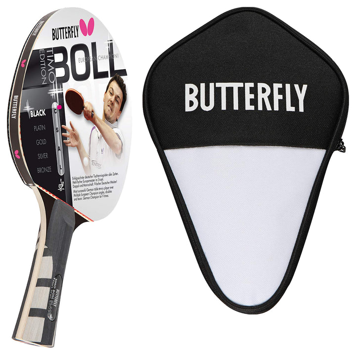 Butterfly Timo Boll Black Tischtennisschläger + Cell Case Tischtennishülle | Tischtennisschlägerset