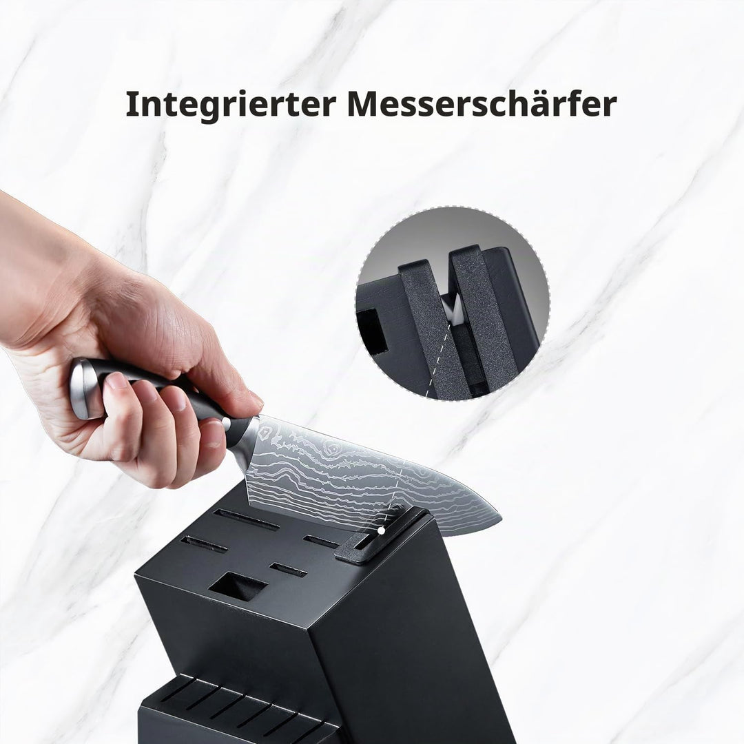 Yabano Messerblock Set, 14-teilig Küchenmesserset Edelstahl, Messer Set mit Holzblock und integriert