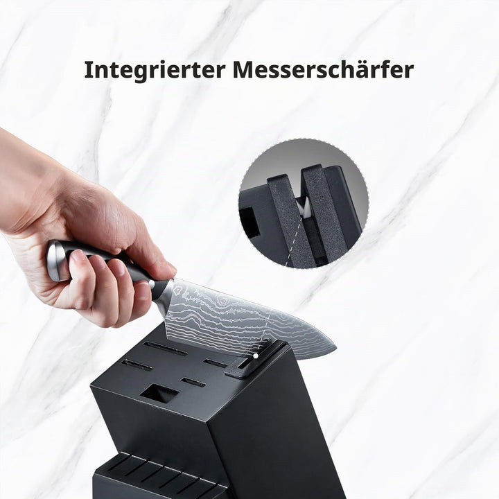 Yabano Messerblock Set, 14-teilig Küchenmesserset Edelstahl, Messer Set mit Holzblock und integriert